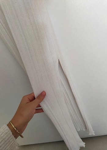 Beyaz Fitilli Uzun Triko Elbise - Görsel 4