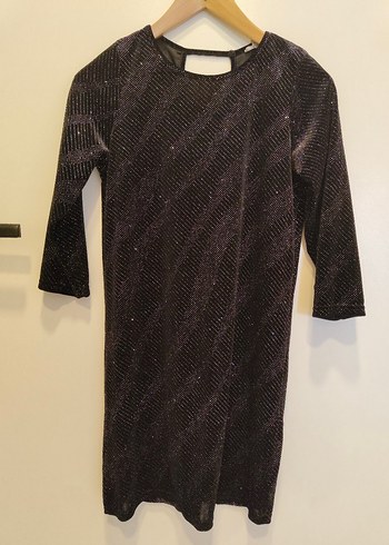 Siyah Payetli Mini V Yaka Elbise - Görsel 4