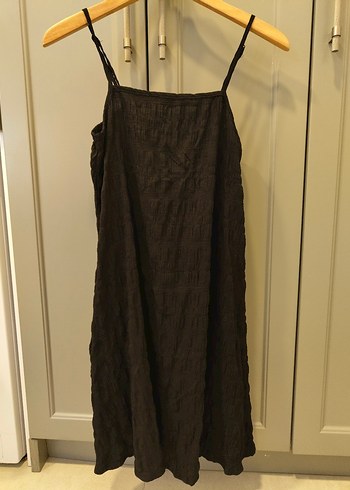 Kadın siyah Bohem Midi Keten Elbise - Görsel 4