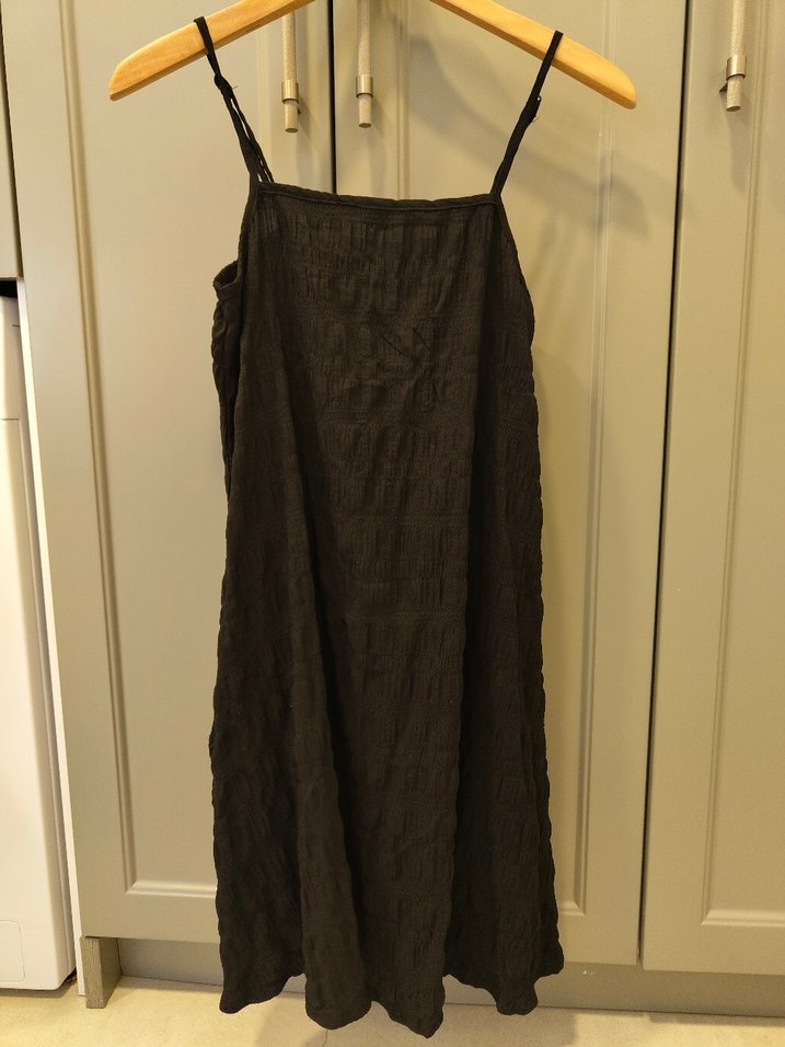 Kadın siyah Bohem Midi Keten Elbise - Görsel 4