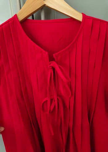 kırmızı keten elbise - Görsel 3