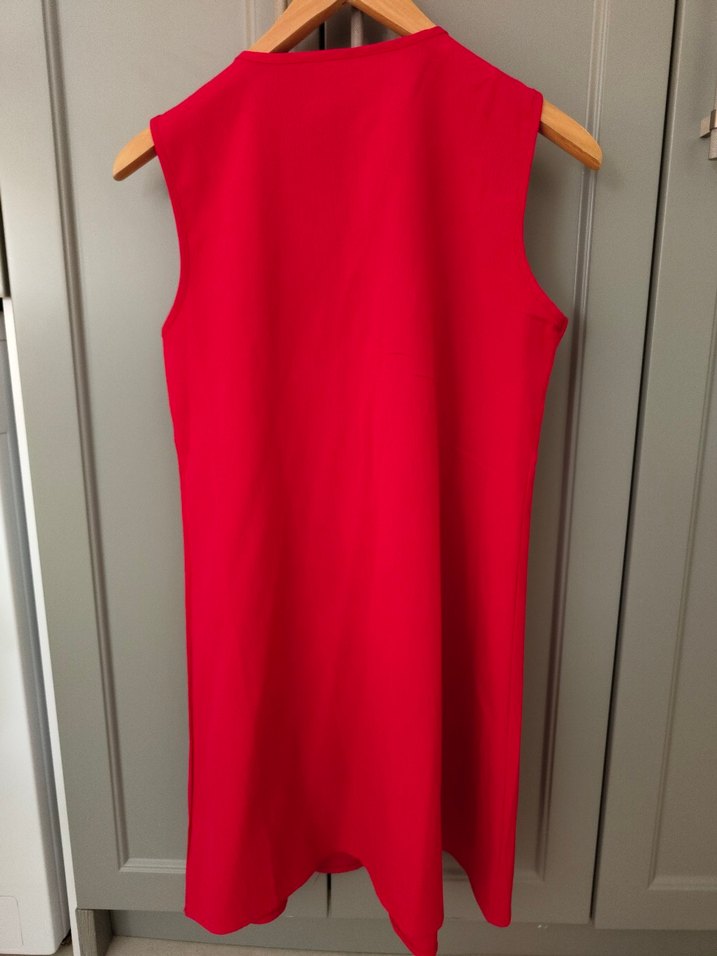 kırmızı keten elbise - Görsel 4