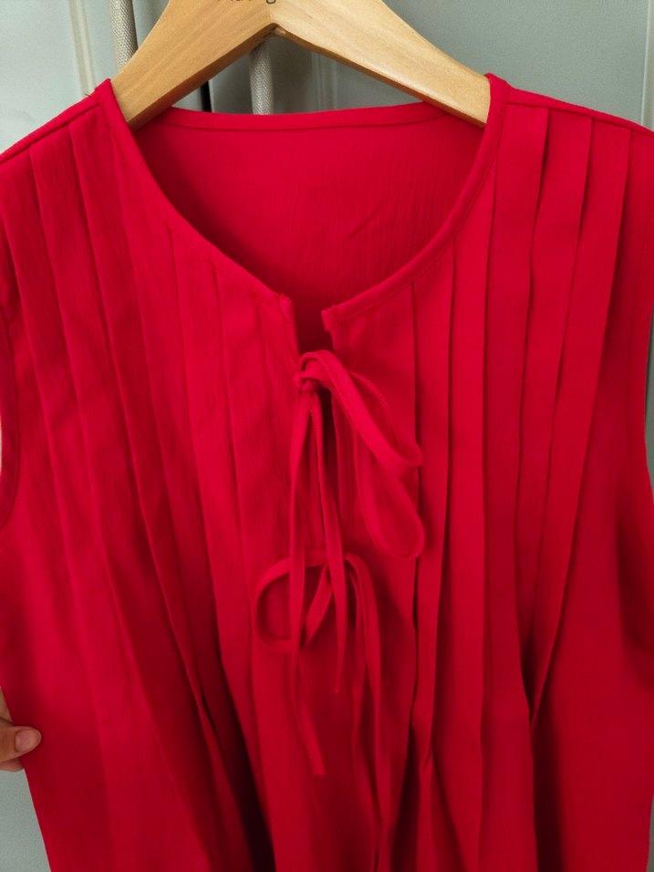 kırmızı keten elbise - Görsel 3