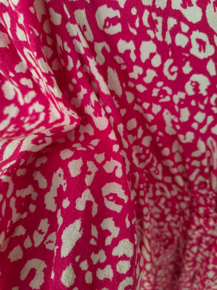 Pembe Bağlama Desenli Bohem Midi Elbise - Görsel 4