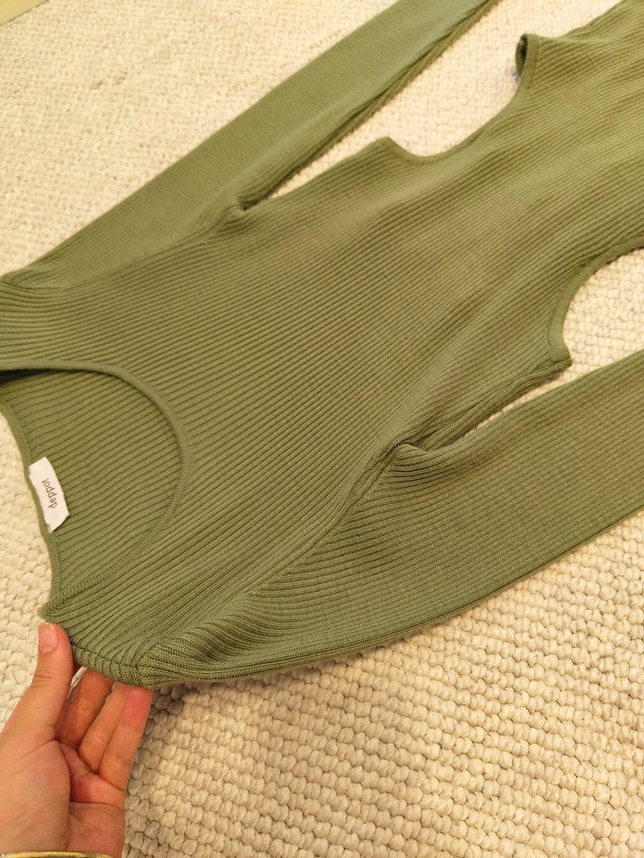 yeşil Triko Kuşaklı Uzun Elbise - Görsel 3