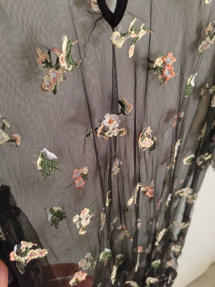 Nakışlı Volanlı Bohem Uzun Elbise - Görsel 2