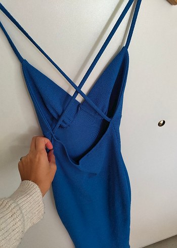 Kadın Lacivert V Yakalı Uzun Elbise - Görsel 4