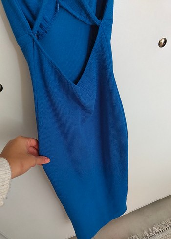 Kadın Lacivert V Yakalı Uzun Elbise - Görsel 6