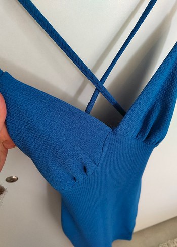 Kadın Lacivert V Yakalı Uzun Elbise - Görsel 3