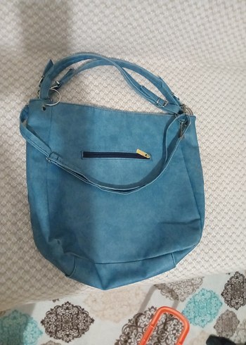 Mavi Süet Fermuarlı Kadın Çanta - Görsel 6