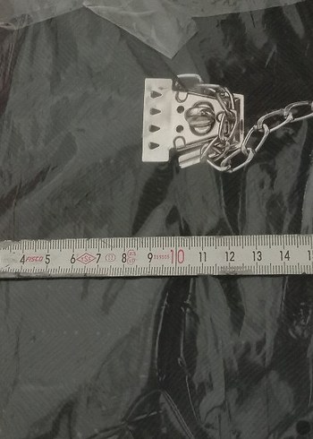 Zincir Detaylı Siyah kanvas canta el yapımidir - Görsel 10