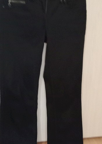 Düğmeli Siyah Kadınketen pantolon - Görsel 4