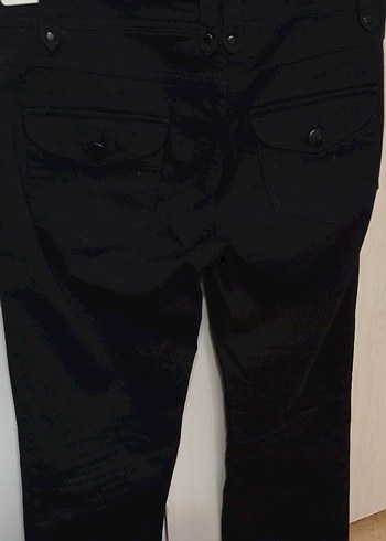 Düğmeli Siyah Kadınketen pantolon - Görsel 2