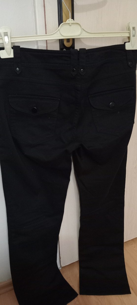 Düğmeli Siyah Kadınketen pantolon - Görsel 2