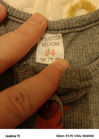 Kız Çocuk Gri Kiraz Desenli Düğmeli Sweatshirt - Görsel 2