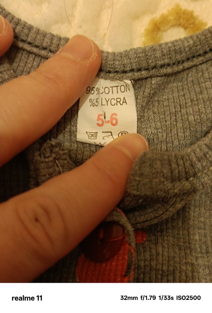 Kız Çocuk Gri Kiraz Desenli Düğmeli Sweatshirt - Görsel 2