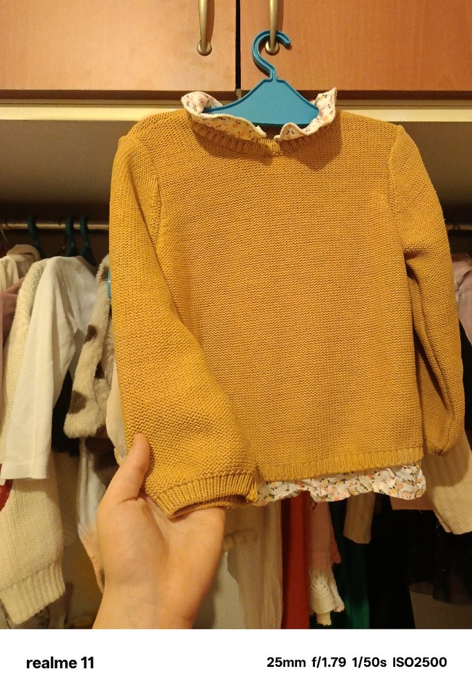 Kız Çocuk Bej Örgü Kazak - Görsel 3