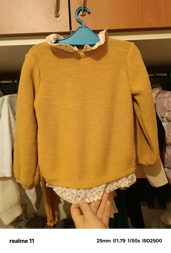 Kız Çocuk Bej Örgü Kazak - Görsel 2