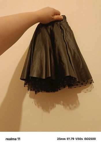 Kahverengi Deri Fırfırlı Gotik Etek - Görsel 4