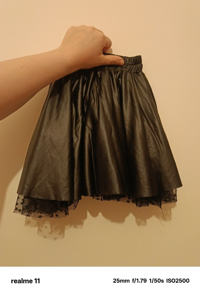 Kahverengi Deri Fırfırlı Gotik Etek - Görsel 5