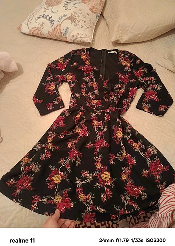 Uzun Kollu Bordo Çiçek Desenli Bohem Kimono - Görsel 2