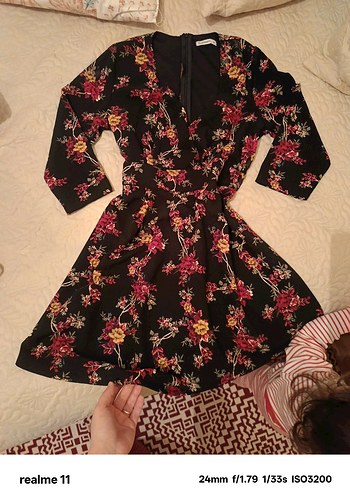 Uzun Kollu Bordo Çiçek Desenli Bohem Kimono - Görsel 3