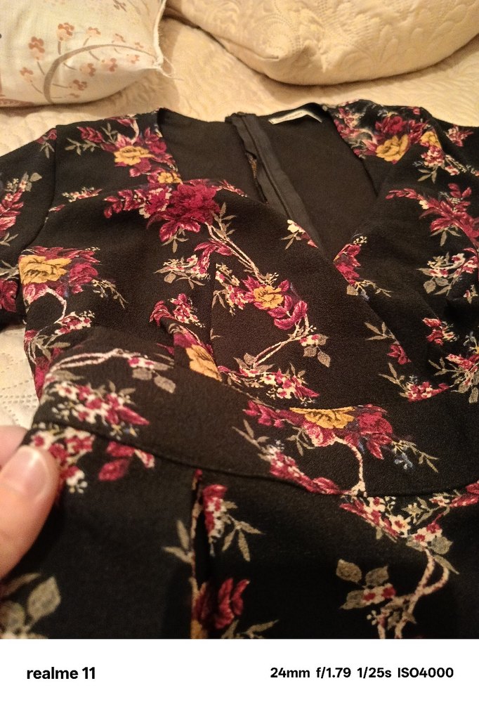 Uzun Kollu Bordo Çiçek Desenli Bohem Kimono - Görsel 4