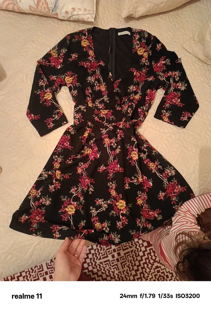 Uzun Kollu Bordo Çiçek Desenli Bohem Kimono - Görsel 3