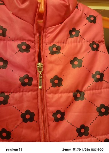 Kız Çocuk Pembe Desenli Fermuarlı Yelek - Görsel 2