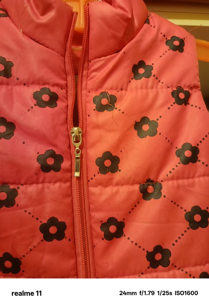 Kız Çocuk Pembe Desenli Fermuarlı Yelek - Görsel 2