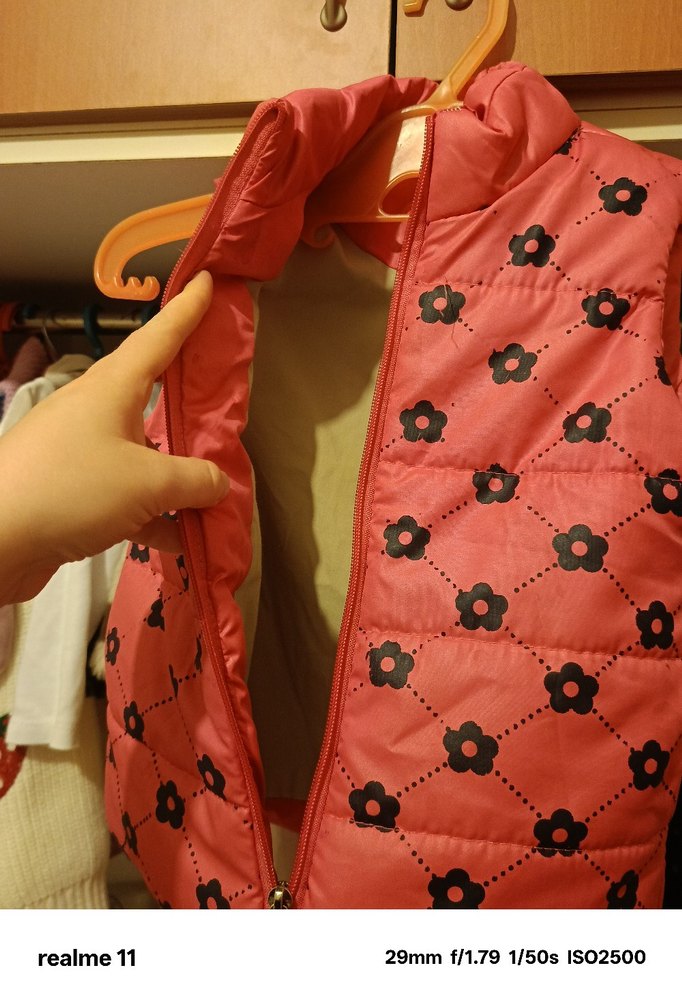 Kız Çocuk Pembe Desenli Fermuarlı Yelek - Görsel 4