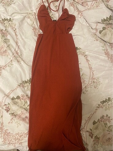Bershka Bershka Rustik Halter Yaka Midi Elbise