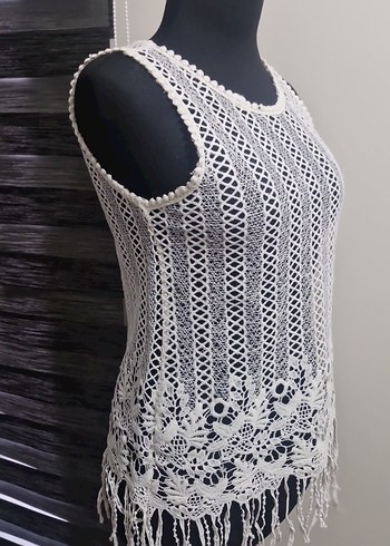Dantel Detaylı Bohem Örgü Kadın Üst - Görsel 3