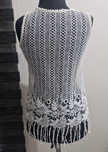 Dantel Detaylı Bohem Örgü Kadın Üst - Görsel 2