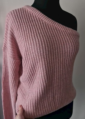 Pembe Örgü Kadın Yarım Kollu Örgü Kazak - Görsel 4