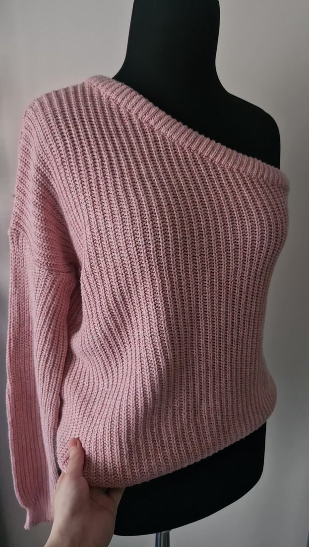 Pembe Örgü Kadın Yarım Kollu Örgü Kazak - Görsel 4