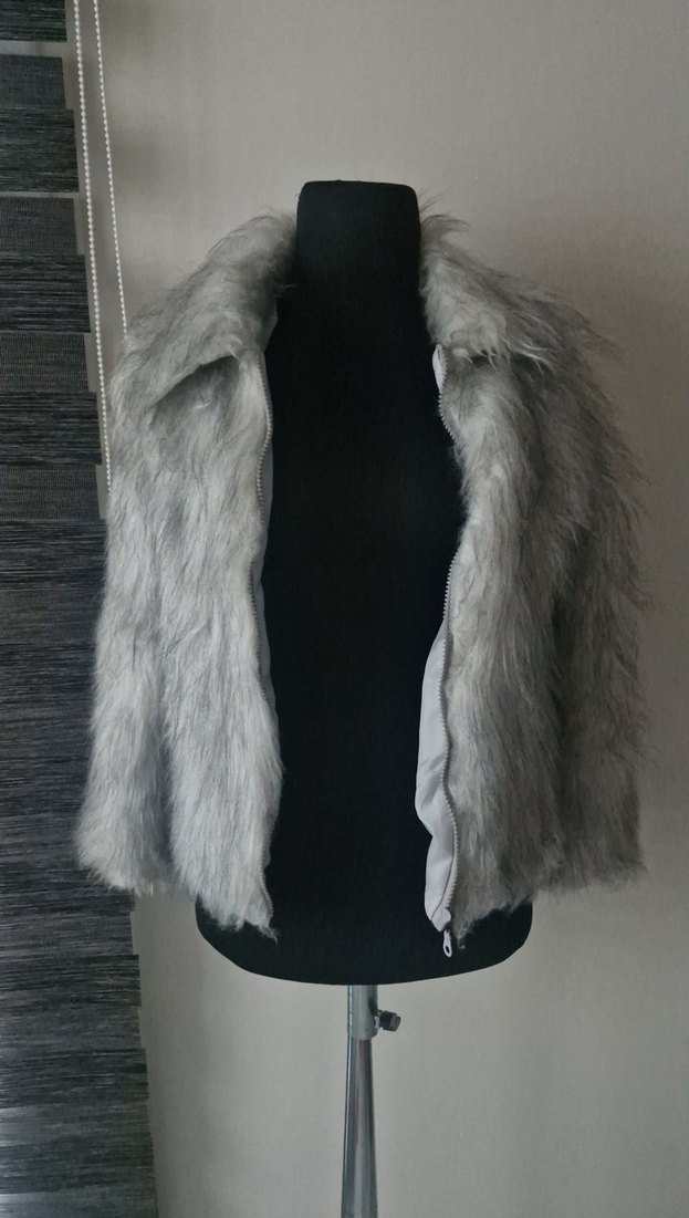 Gri Kadın Suni Kürk Ceket - Görsel 4