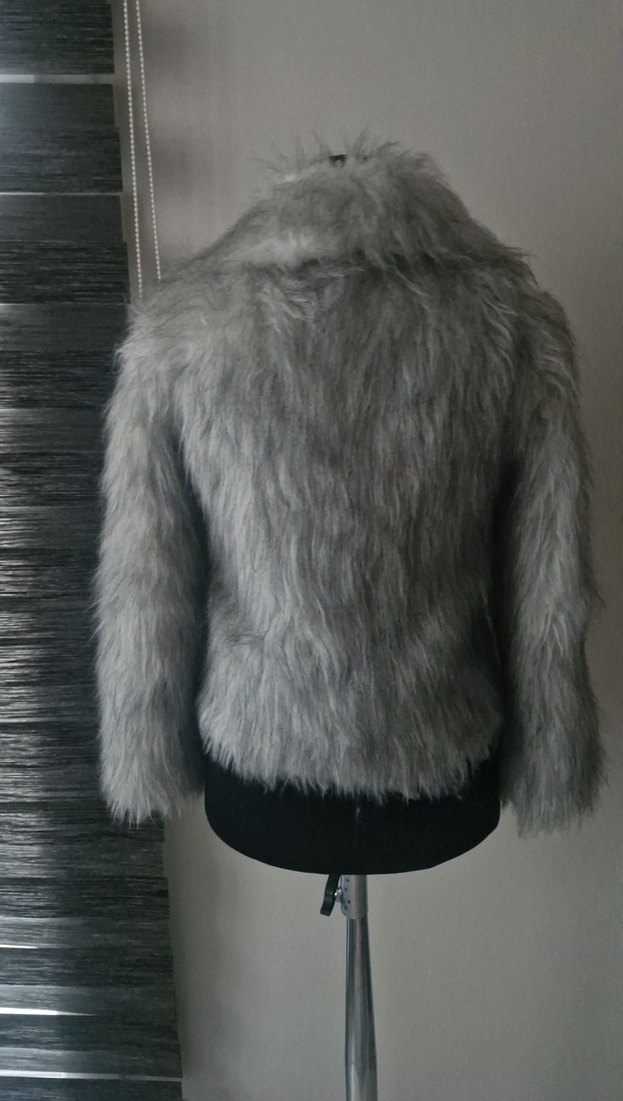 Gri Kadın Suni Kürk Ceket - Görsel 3