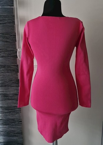 Pembe Uzun Kollu Triko Elbise - Görsel 4