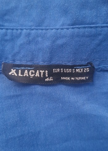 Mavi Balon Kollu Kadın Gömlek - Görsel 5