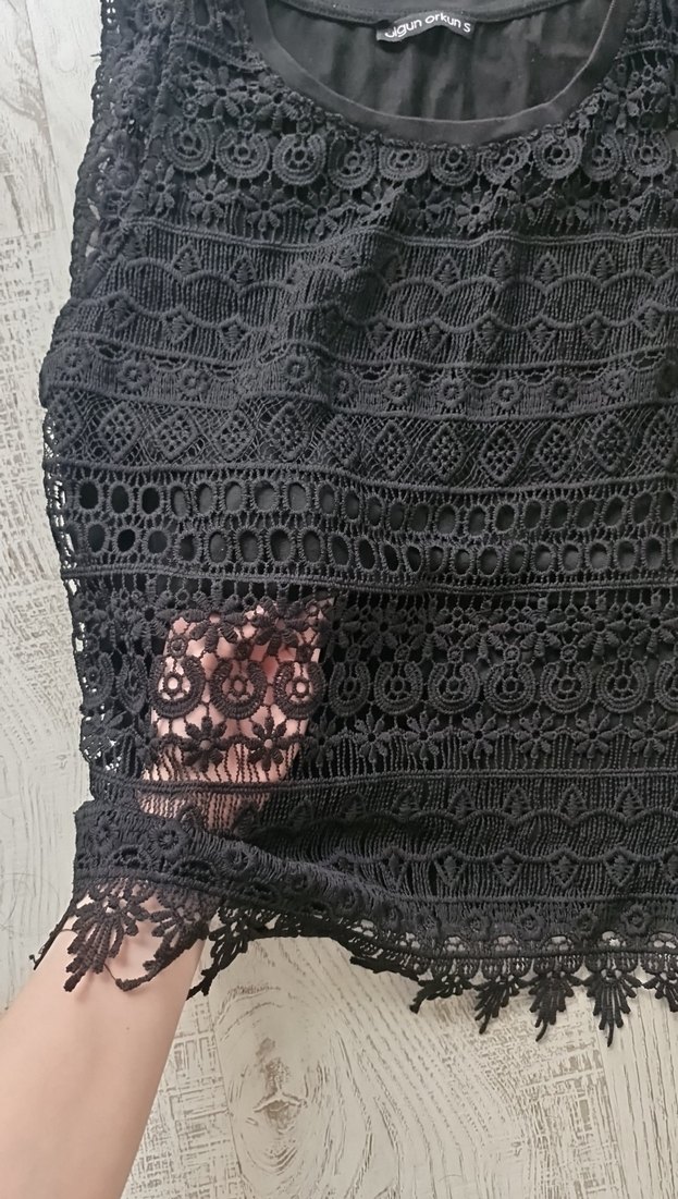 Dantelli Kolsuz T-shirt - Görsel 4