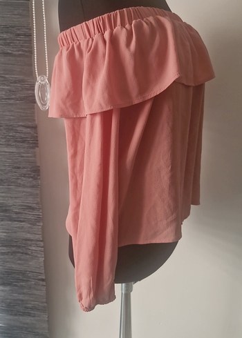 Pembe Volanlı Uzun Kollu Bohem Bluz - Görsel 2