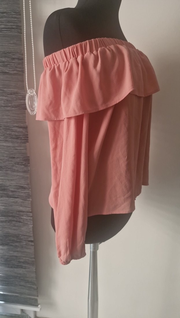 Pembe Volanlı Uzun Kollu Bohem Bluz - Görsel 2