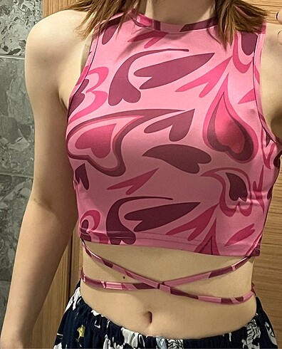 Jose clothing kadın bel ip dolama detay sıfır kol crop bluz m be