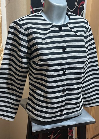 Zebra Desenli Gri Uzun Kollu Midi Kadın Ceket - Görsel 7