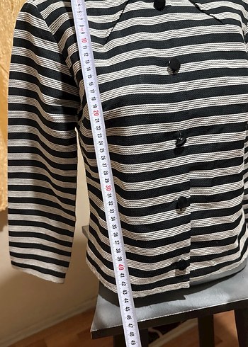 Zebra Desenli Gri Uzun Kollu Midi Kadın Ceket - Görsel 2