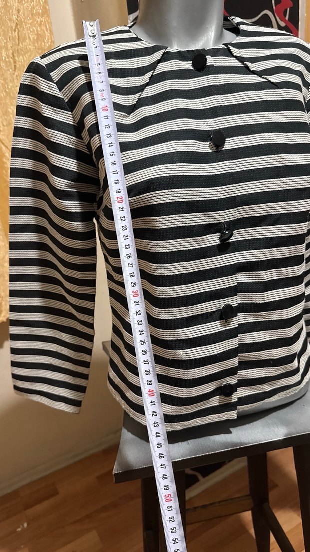 Zebra Desenli Gri Uzun Kollu Midi Kadın Ceket - Görsel 2