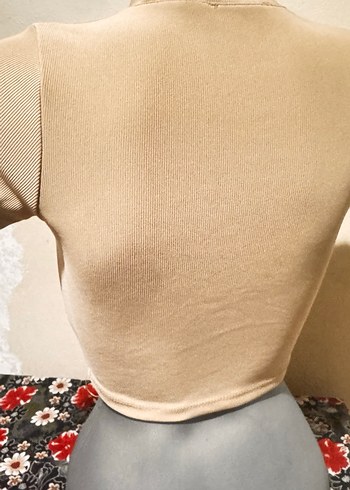 Bej metal dekolteli Crop Top - Görsel 4