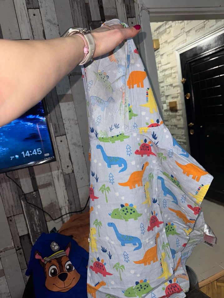 Renkli Desenli Çocuk plaj bornozu panco - Görsel 3