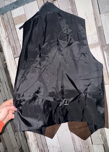 Düğmeli Kahverengi Süet Erkek Yelek M - Görsel 4